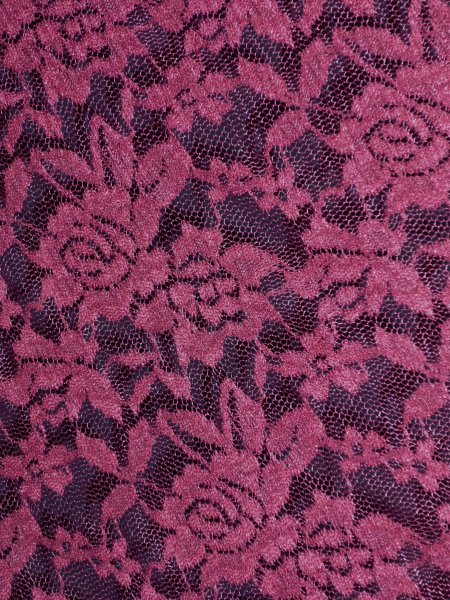 Lace Rose Design Scalloped 4 Way Stretch Lace Fabric- Burgundy Q723 BURG